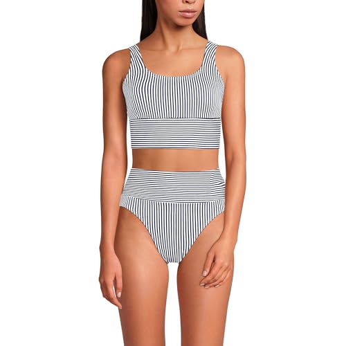Lands' End Women's Tugless Tankini Top and High Waisted Bottom Swimsuit Set