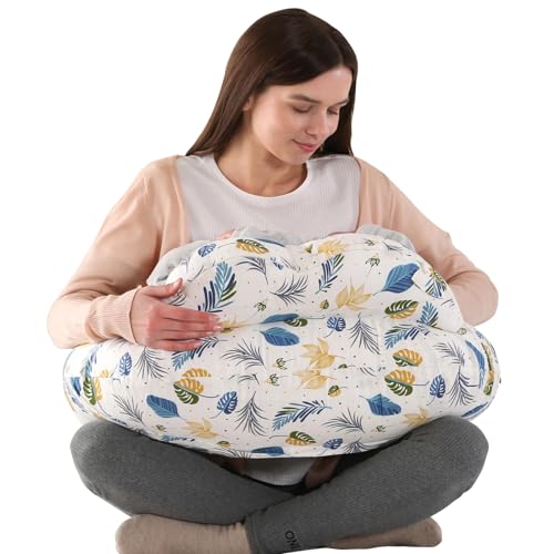 BATTOP Nursing Pillow for Breastfeeding,More Support for Mom and Baby,Feeding Pillow with Removable Cover and Adjustable Waist Strap,Plus Size Breastfeeding Baby Pillow