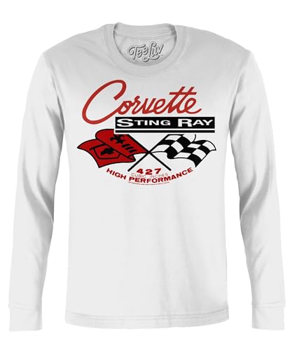 Tee Luv Men's Chevrolet Corvette Shirt - 62 Chevy Crossed Flags Logo T-Shirt