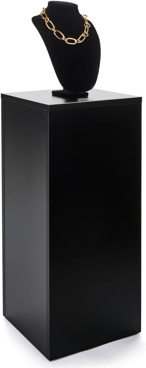 Displays2go 30" Tall Display Pedestal Stand, Black Square Pedestal for Art, Sculpture & Product Display with 12.5" Top (WDCUBEBLK2)
