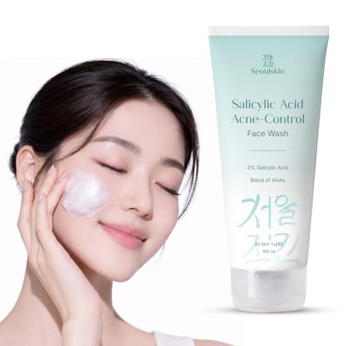 Image of Seoulskin 2% Salicylic Acid Acne Control Face Wash for Oily & Acne Prone Skin | With AHAs for Pore Cleansing, Oil Control & Sebum Regulation | Treats Active Acne | For Women & Men | 100 ml