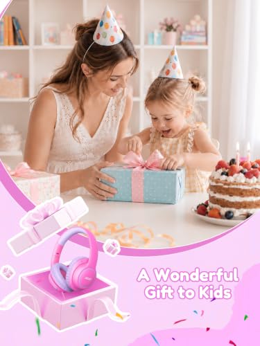 Image of Acer OHW328 Kids Headphones Wired for School - Over Ear Design | 85 /94dB Safe Volume Limit, 3.5mm Jack Foldable Headphones for Kids Boys Girls Classroom Yoto Player Chromebook Travel Pink