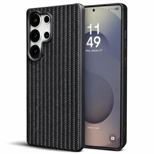Image of DIZORO Rugged Textured Back Cover Case Compatible for Samsung Galaxy S24 Ultra Anti-Slip Soft TPU Shockproof Cover | Slim Lightweight Protective Back Case-Black