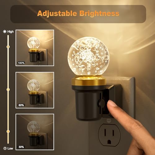 Image of JandCase Night Lights Plug into Wall, Dimmable Night Light Pulg in, Globular Automatic Night Lights with Auto Light Sensor, Adjustable Brightness 3000K LED Night Light, for Bedroom Hallway