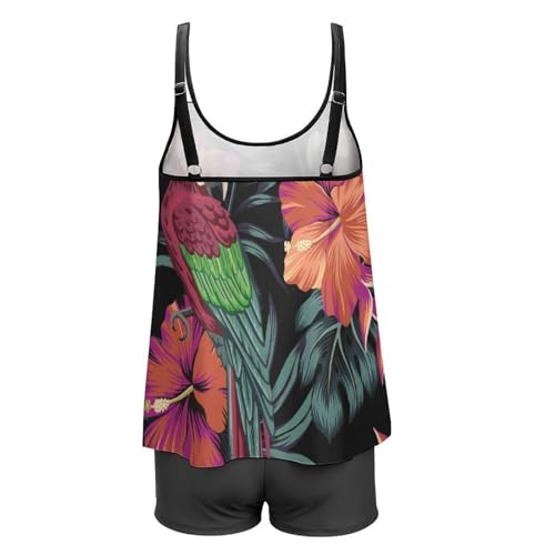 Maillot de bain tankini perroquet ventre plat avec shorty