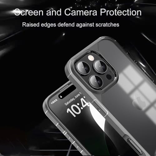 Image of KARWANBack Cover |Shockproof Bumper Case | Full Camera Protection | Raised Edges | Super Soft Side TPU | Bumper Case for iPhone 16 Pro Max - Grey