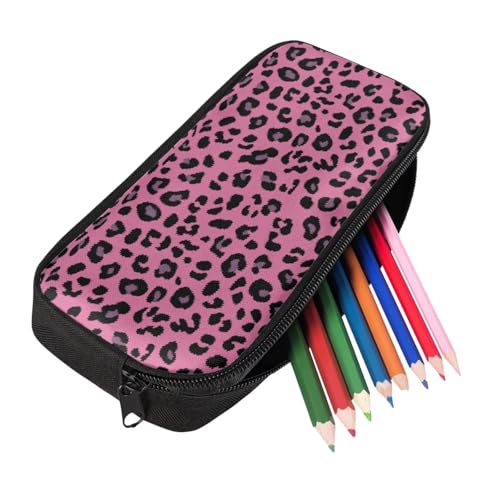 Kids Teens Backpack Set – 17in Schoolbag with Lunch Tote & Pencil Pouch, Lightweight Comfortable Straps With Side Bottle Pocket for Elementary to College, Leopard Pink Spot Print4