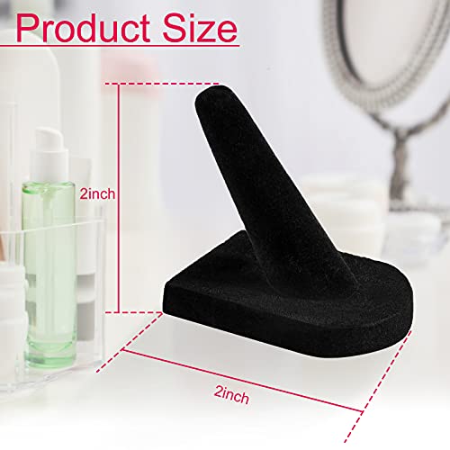 Image of 12 Pieces Velvet Ring Finger Jewelry Holder Finger Ring Showcase Display Stands Black Velvet Ring Storage Drawer Jewelry Display Stands for Shows