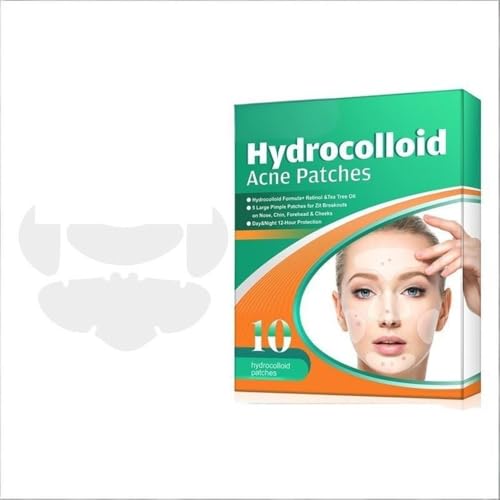 Hydrocolloid Acne Patches for Forehead Nose Chin and Cheeks, Large Face Patch Set for Daily Blemish Coverage, Multi Shape 10 Count (1pc)