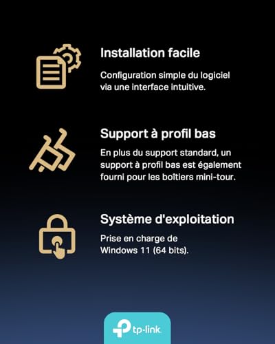 TP-Link WiFi 7 Carte WiFi PCIe BE6500 Archer TBE400E, Tri-Bandes (6GHz/5GHz/2.4GHz), débits Jusqu’à 2 882 Mbps, Bluetooth 5.4 et 2 antennes multidirectionnelles, Idéal pour Gaming, WPA3, Windows 11