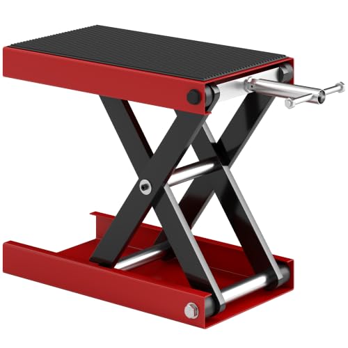 HOMCOM L&egrave;ve Moto Hauteur R&eacute;glable Stand Moto Cross 10-37H cm Rouge et Noir