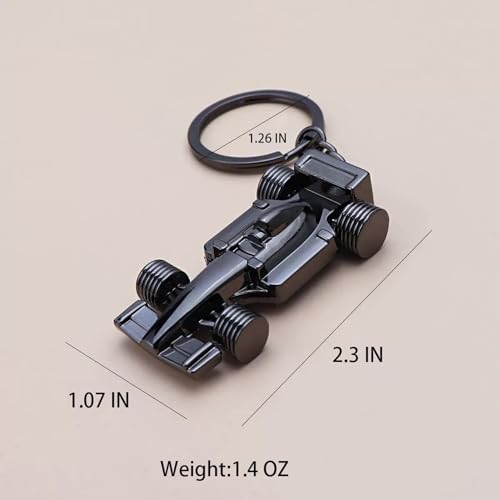 Image of 2PCS 3D F1 Black and Silver Race Car KeyChain | Driver Keyfob gift for father husband boyfriends, Metallic, Medium