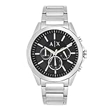 Armani Exchange Herrenuhr , QuarzChronographenwerk, 45mm Silber / Stahl Edelstahlgehäuse mit Edelstahlarmband, AX2509