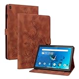 LMFULM® Hülle für Lenovo Tab M10 TB-X505F/X605F (10,1 Zoll) PU Lederhülle Tasche Hülle mit Ständer Schutzhülle Flip Cover Lotus Drucken Braun