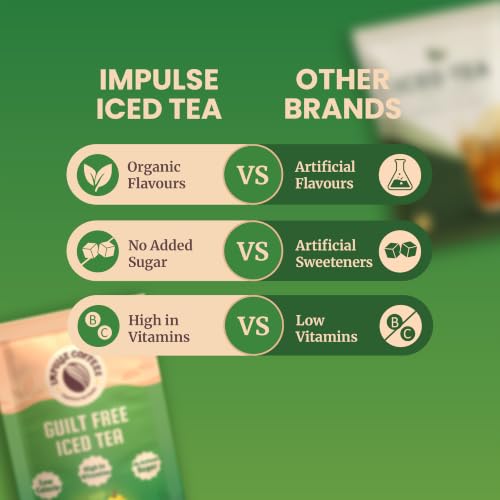 Image of Impulse Coffees Guilt Free Iced Tea Lemon | Iced Tea Powder Drink Mix | Zero Refined Sugar, Low Calorie, Lemon Flavour | 20g x 5 Sachets (100g)