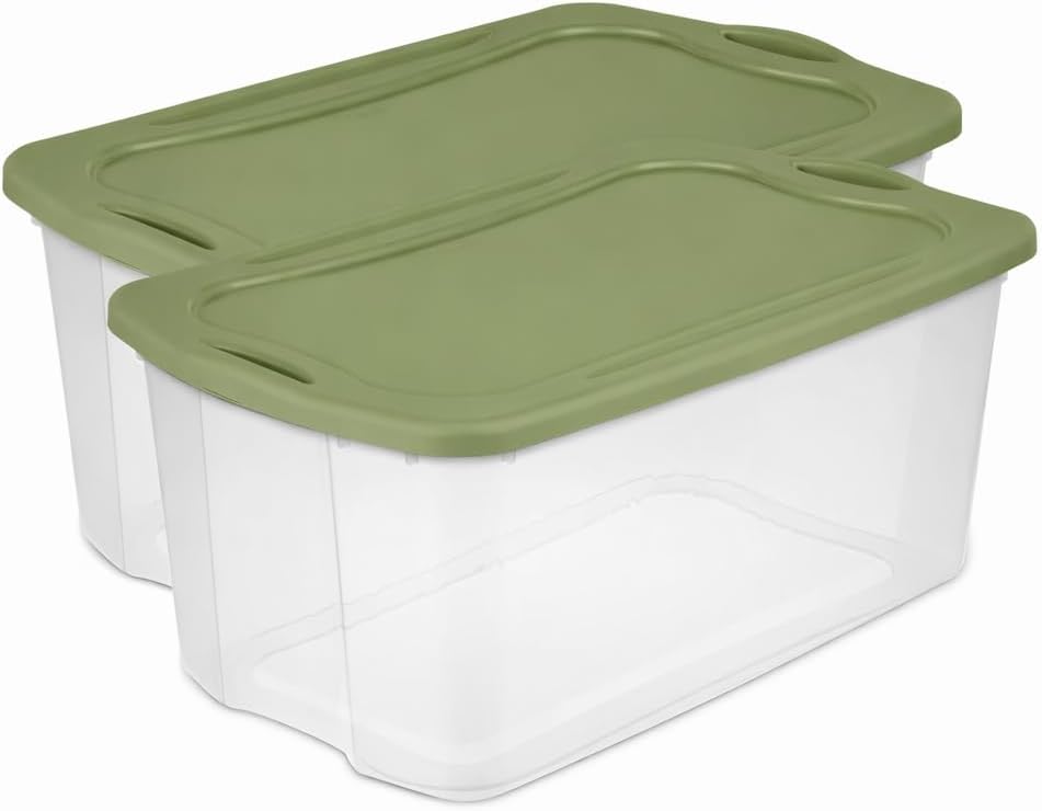 Extra Large Storage Bin with Lid, 2 Pack 120 Quart Clear Plastic Storage Containers with Full-Grip Handles, Stackable Storage Bins for Home Organization, 34 x 20 x 15 Inches