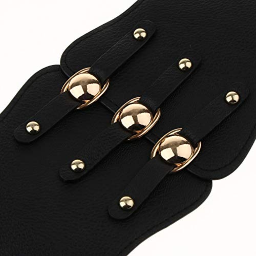 DYNWAVE Cinto Espartilho Largo Vintage de Couro Pu com Fixação de Pregos de Metal Dourado Cinto Espa
