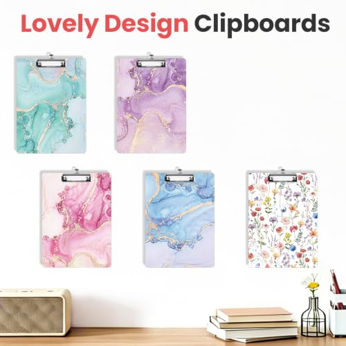 Sooez 2 Pack Clipboard, Colored Cardboard, Hardboard Clip Boards 8.5 x 11, Clipboards with Low Profile Clip, Cute A4/Letter Size Paper Hanging Writing Board for Office Classroom, School Supplies - Image 2