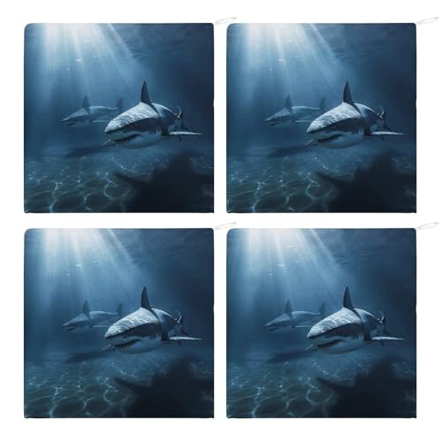 Essuie-mains microfibre absorbant Lot de 4 serviettes douces et légères cuisine requin - 4