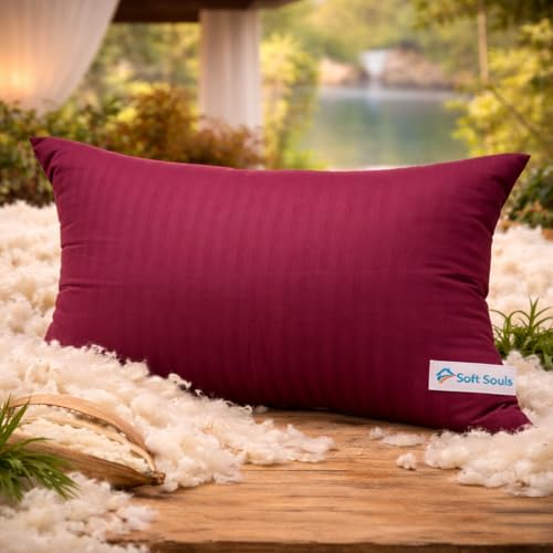 Image of SOFT SOULS 100% Cotton Pillow for Sleeping, Pure Kapok /Ilvam Panju Pillow, Premium Organic Silk Kapok Filling Pillow for Hair & Neck Pain Relief, Semal Cotton for Back Pain (Single)