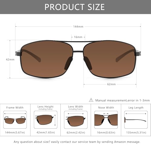 Image of SUNGAIT UV protection Ultra Lightweight Rectangular Polarized Sunglasses