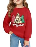 Haloumoning Girls Oversized Crewneck Sweatshirts Kids Fashion Christmas Fleece Drop Shoulder Pullover Clothes 5-14 Years