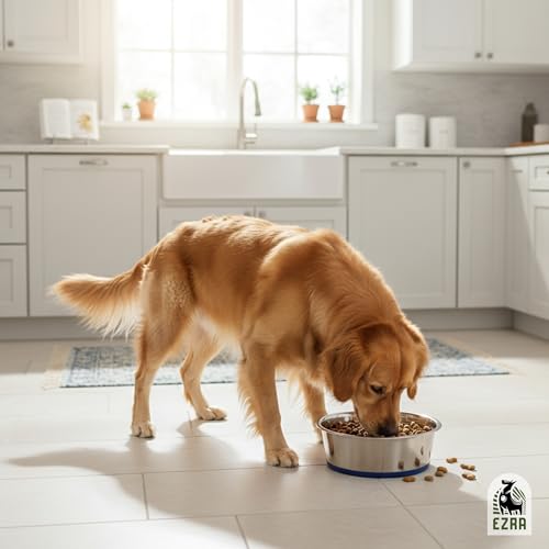Image of Ezra Classic Stainless Steel Dog Bowl | Anti-Skid Pet Feeding Bowl for Food & Water | Durable & Easy to Clean Bowl for Dogs & Puppies, 4200 ml