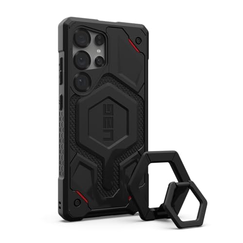 URBAN ARMOR GEAR UAG Designed for Samsung Galaxy S25 Ultra Case Monarch Pro, Compatible with Magnetic Charging Bundle with Magnetic Ring Stand (Kevlar Black + Black/Black)
