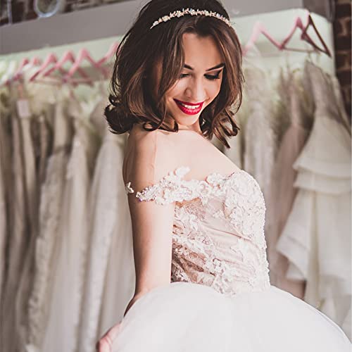 Jaciya Rose Gold Bridal Headband 4 Pieces Rhinestone Headbands Ab Crystal Flower Girl Leaves Crown Head Band Tiara Wedding Hair Accessories #TOP1