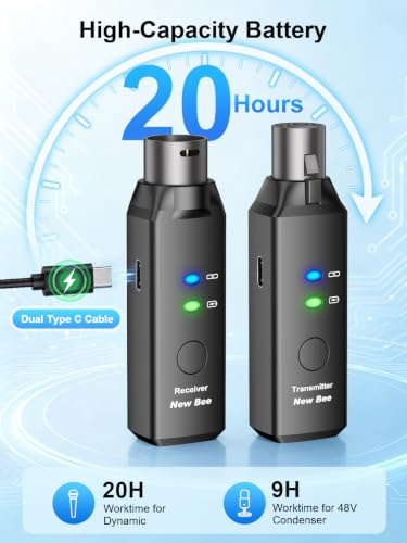 Image of Wireless XLR Transmitter and Receiver 5.8GHz for Dynamic Mic 48V Condenser