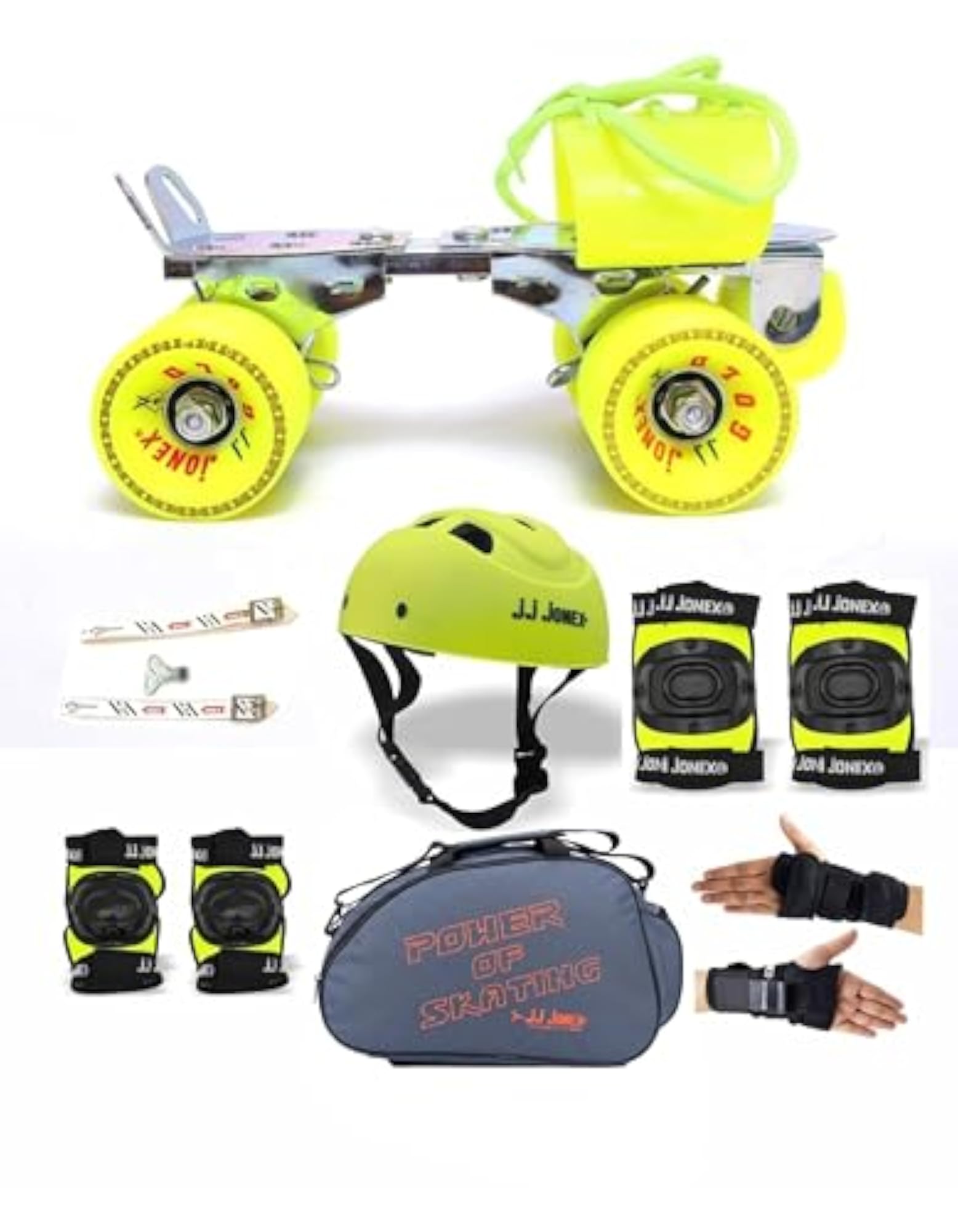 Unisex Gold Adjustable Roller Skates Combo