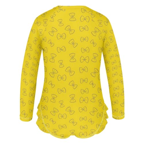 Girls Rashguard Swimsuit with Frills Bow Tie Pasta Pattern Bathing Suits for Kids Girls 5-6 Swimwear for Summer Beach Sport3