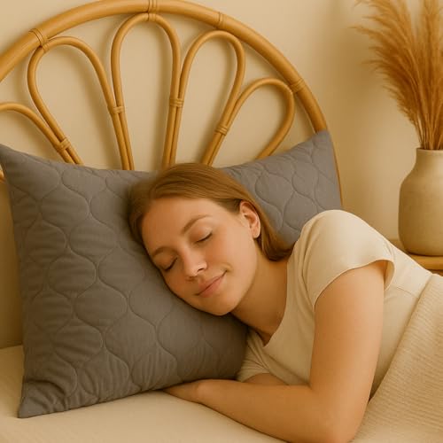 Image of LA VERNE Microfiber Virgin Microfibre Blown Technology Filled Luxurious Anti Bacterial Cloth Sleeping Pillow Pack of 2 (27X16 Inch) (2, Greyy, 27.5X17)