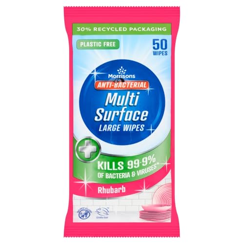 Morrisons Antibacterial Multi Surface Rhubarb Wipes Pack of 50