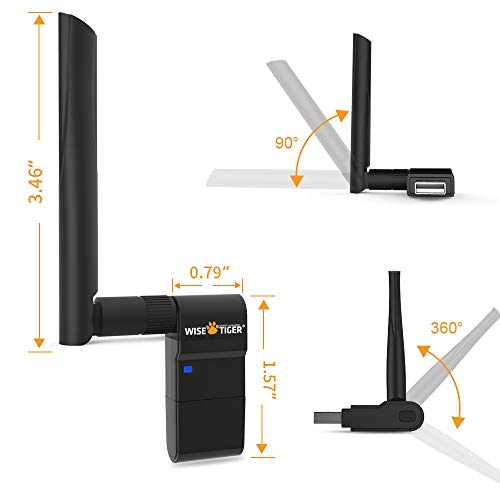 WiFi Adapter AC600Mbps Dual Band Wireless USB Adapter 2.4GHz/5.8GHz WiFi Dongle Long Ranger External Antenna Support Windows 10/8/7/Xp/Vista Mac OS X 10.6-10.13- Fast Install,Only 3 Minutes