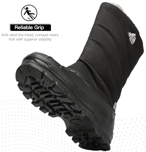 Kricely Men's Snow Boots Waterproof Non-Slip Outdoor Hiking Athletic Warm Fur Boot Comfortable Causual Cold-Weather Boots4