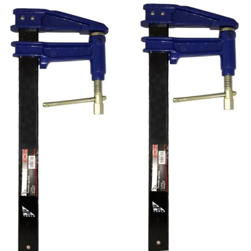 2 Piezas Tornillo de apriete con de barra de acero y tornillo de fácil liberación. Sistema de émbolo con doble rosca. Sargento fabricado en acero, con barra dentada para mas seguridad. 120x300mm