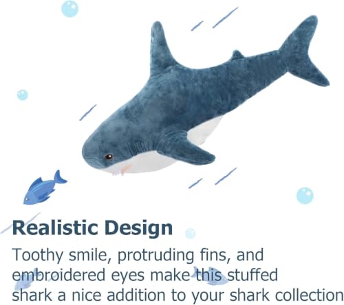 Image of MorisMos 39inch Giant Shark Stuffed Animal Plush, Large Stuffed Shark Toy, Soft Shark Pillow for Kids Boys Girls Birthday Christmas, Blue