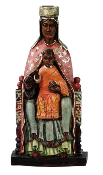 ArteSacraCaravaggio Statua della Madonna del Tindari cm 19 (7,48 inches) in marmo resina piena decorata a mano di produzione artigianale italiana