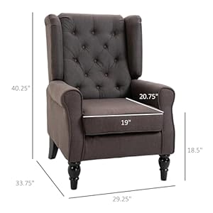   HOMCOM-Mid-Century-Modern-Accent-Chair-High-Wingback-Chair-Button-Tufted-Upholstered-Fabric-Armchair-with-Retro-Wood-Legs-for-Living-Room-Bedroom-Dark-Brown