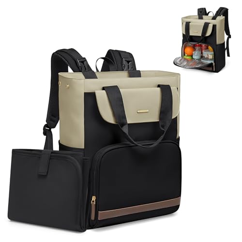 GOLF SUPAGS 25 L Mochila trocador para bebé com trocador portátil e alças para carrinho, mochila para fraldas, mochila térmica almoço, para mãe e pai, preto & verde, 17.3 Pulgadas, Mochilas rucksack