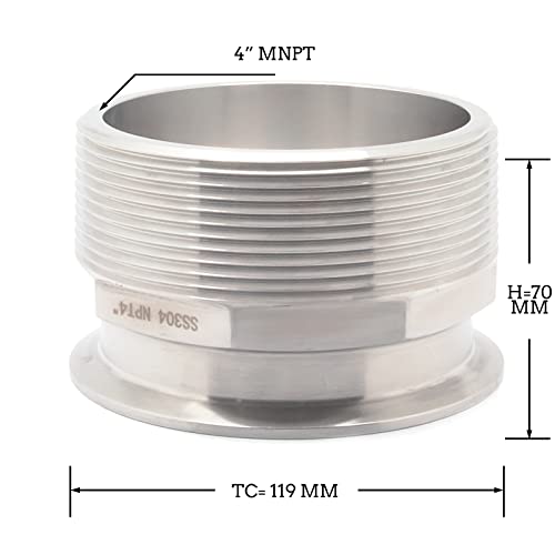 Adaptador de abrazadera tri de 4 pulgadas a rosca virola hexagonal QiiMii para tuberías 7