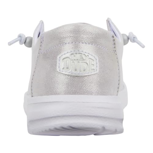 HEYDUDE Women's Wendy Metallic Slip-on Loafers, Shine Silver, Size 124