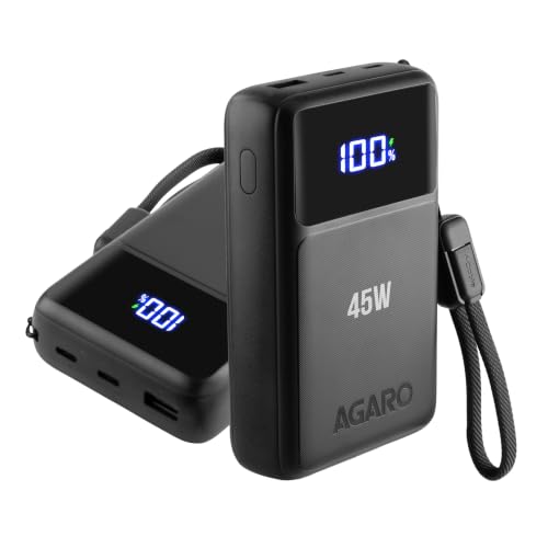 AGARO Spark 20000 mAh Compact Power Bank, 45W PD & 22.5W QC Output for Smartphones, Portable, USB A & PD Output, USB C Input, Superfast Charge Technology for Android, iPhones, Tablets & Headphones