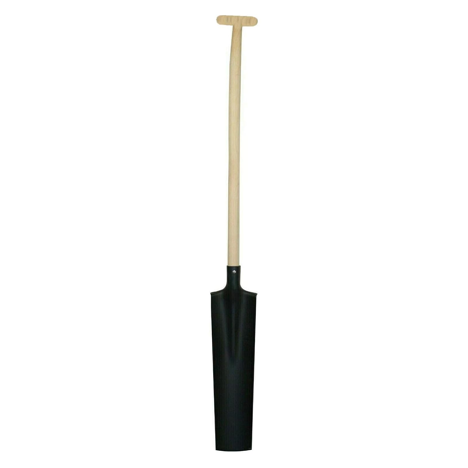 Drainagespaten mit T-Griff Holzstiel, 52 cm Blatt, 90-115 cm Stiellänge, Schwarz/Silber (90cm T-Griff)