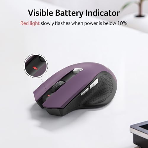 Image of Acer Wireless Mouse for Laptop, 2.4GHz Computer Mouse 3 Adjustable DPI Office Cordless USB Mice with USBA Receiver, 6 Buttons, 1600 DPI, Medium to Large Sized Hands (Purple)