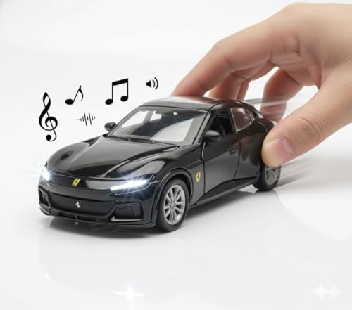 Image of 1:36 Scale Ferrari Sport Toy Car - DieCast Alloy Pull Back Toy Vehicle with Openable Doors, Realistic Detailing Sports Car Model for Kids, Boys & Collectors (Color as per Stock)