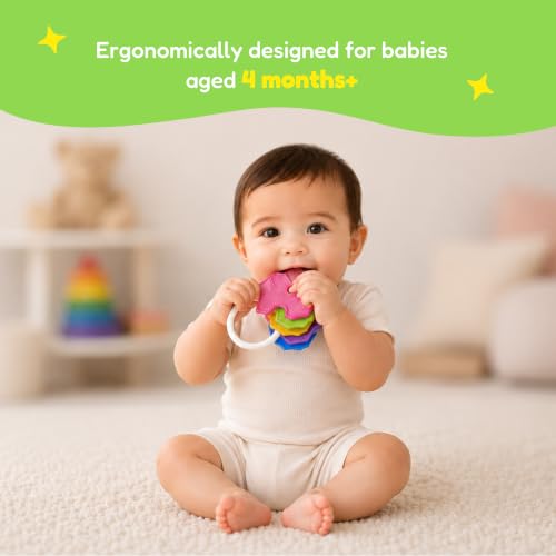 Image of Funskool Giggles, Clackie Toothies, Teether for Babies to soothen their gums, Easy to Grasp,hold and chew, 3 months & above, Infant Toys