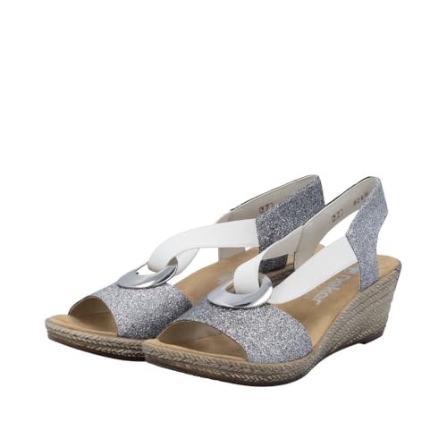 Image of Rieker 624H6 Fanni Women's Wedge Sandals - Lightweight, Comfortable and Supportive - Slip On Sandals with Cushioned Insole and High Wedge for Everyday Stylish Wear