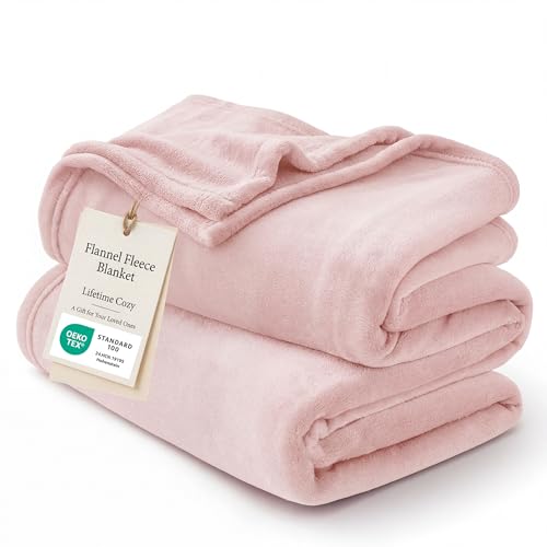 Image of Bedsure GentleSoft Pink Throw Blanket for Couch - 300GSM Soft Cozy Fleece Blankets for Home Decor Gifts, 50x60 Inches